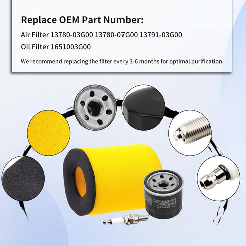13780-03G00 Air Filter Oil Filter 1651003G00 Spark Plug for Suzuki Eiger 400 LTA400 LTA400F LTA400FC LTA400FH 2x2 4x4 Manual 2002-2007 King Quad 4...