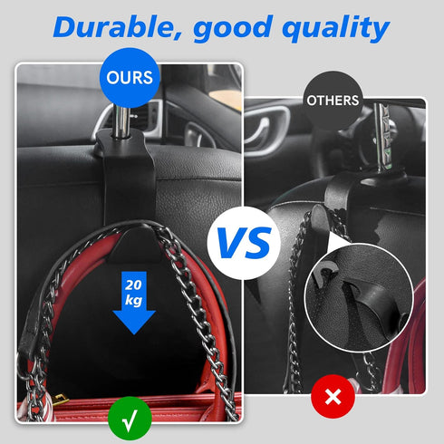Car Seat Headrest Hook, 4 Pack Car Storage Headrest Hanger Holder Hooks Organizer, Universal Vehicle Strong and Durable Backseat Hanger Interior A...