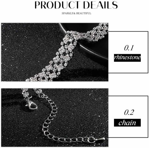JEAIRTS Rhinestone Choker Necklace Silver Full Crystals Necklaces Sparkly Necklace Chain Jewerly Fashion Party Accessories for Women...