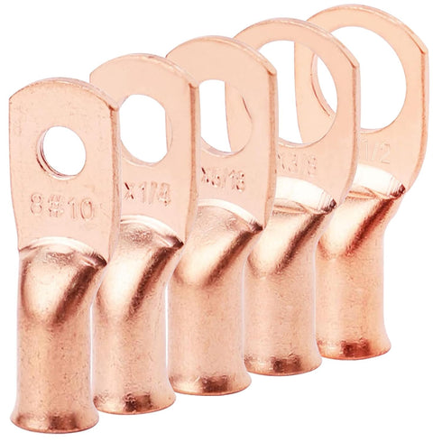 5PCS Pack Heavy Duty Battery Lugs, 8AWG 1/2in M12 Battery Cable Ends Ring Terminals, Electrical Battery Crimp Terminals Connectors...