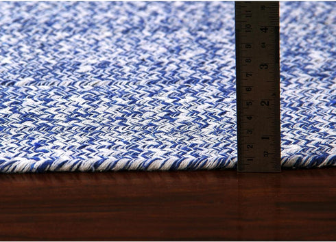 Super Area Rugs Farmhouse Braided Rug Cotton Kitchen Reversible Carpet Blue & White, 8" X 28" - Single Stair Tread...