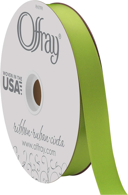 Berwick Offray 7/8" Wide Double Face Satin Ribbon, Kiwi Green, 100 Yards...