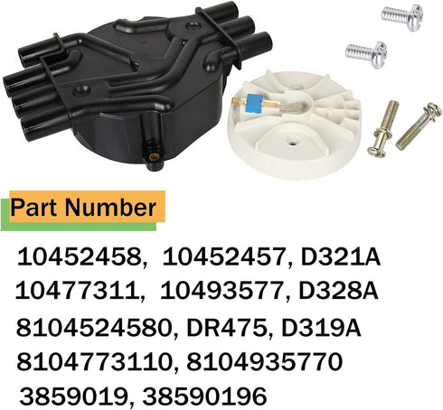 Ignition Distributor Cap and Rotor Kit Compatible with GMC Chevrolet Trucks V6 4.3L Vortec - 1996-2005 Astro Blazer, 1996-2001 Jimmy and more | Re...
