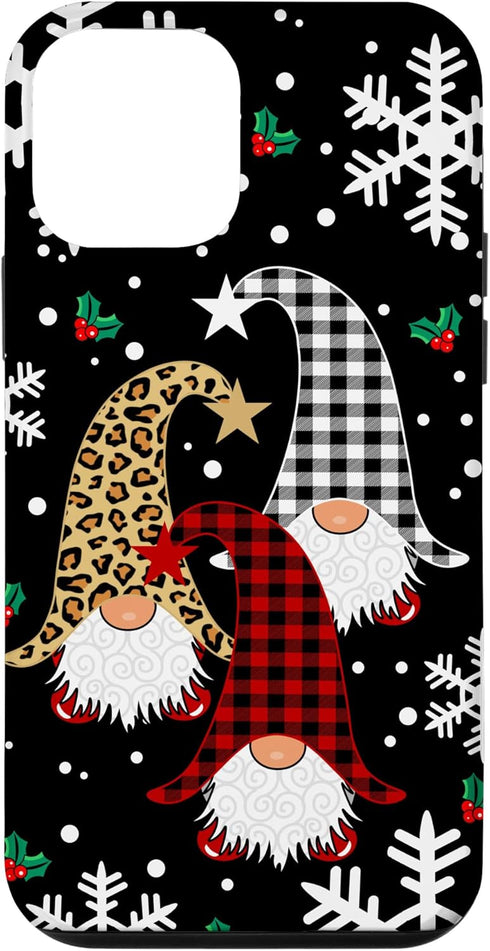 iPhone 12 mini Gnomes Buffalo Plaid Leopard Christmas Tree Santa Xmas Case...