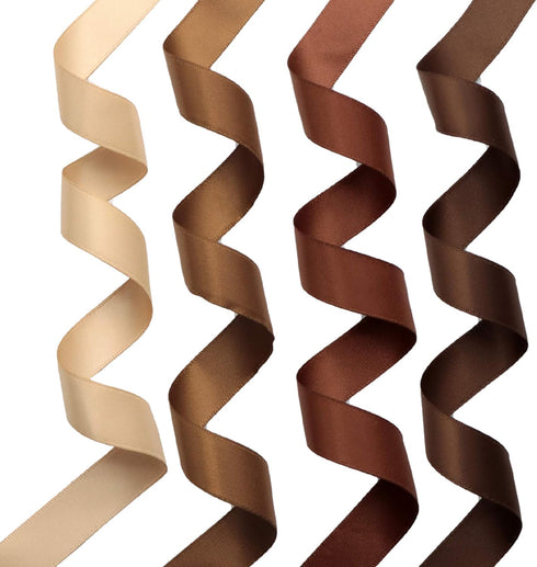 David angie Double Face Polyester Satin Ribbon Brown Series Silk Smooth Satin Ribbon 16mm 5/8" x 2 Yards/Roll Total 20 Yards for Gift Wrapping Bow...