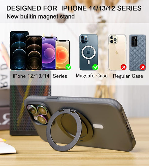 R Stand Phone Grip Magnetic Base for iPhone 12 13 14 Series,Magnetic Desk Phone Stand, Compatible with MagSafe Cases, Removable Socket Grip Base f...