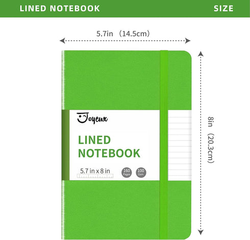 JOYEUX Lined Journal Notebook, 160 Pages Journal for Writing, Medium 5.7 inches x 8 inches Journal for Women Men - 100 Gsm Thick A5 Paper (Green)...