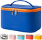 Makeup Bag Portable Travel Cosmetic Bag for Women, Beauty Zipper Makeup Organizer PU Leather Washable Waterproof (Blue)...