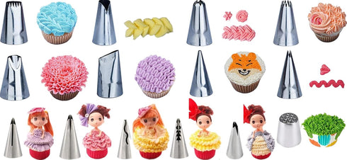 Piping Bags and Tips Set for Beginners, Cake Decorating Supplies Kit for Baking with Pastry Bags and Tips, Icing Tips, Couplers,Silicone Ties...