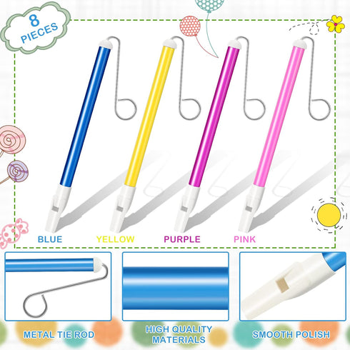 8 Pack Slide Whistle Kids Slide Instrument Plastic Slide Whistle Party Birthday Favors Musical Games Educational Party Welcome Back to School Part...