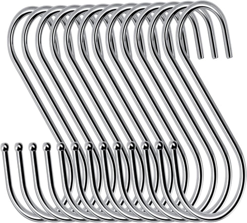 24 Pack S Hooks for Hanging, 3.5 inch Metal S Shaped Hook Heavy Duty Hanging Hooks for Pot Rack, Pans Plant, Towels, Jeans, Closet, Clothes, Hats,...