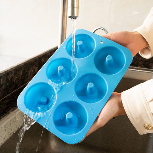 Silicone Donut Mold for 6 Doughnuts, Set of 2. Food Grade LFGB Silicone Bagels Baking Pan, Non-Stick, Dishwasher Safe, Heat Resistant and Microwav...