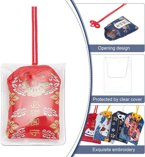 8 Pieces Japanese Omamori Amulet Good Luck Hanging Sachet Lucky Amulet Charms Blessing Bag Pendant for Career/Education/Love/Success/Traffic Safet...