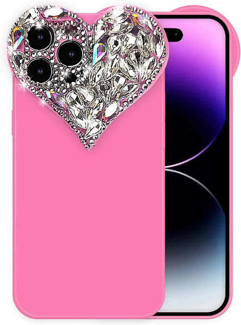 Cute 3D Glitter Case for iPhone 11, Sparkling Aesthetic Heart Gems Bling Case, Pretty shine Colorful Diamond Soft TPU Bumper Case for Women Girl-i...
