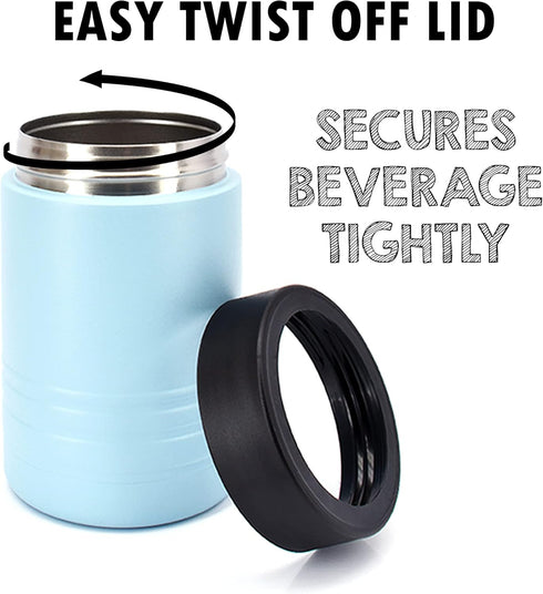 4-in-1 Stainless Steel 12 oz Double Wall Vacuum Insulated Can or Bottle Cooler Keeps Beverage Cold for Hours - Also Fits 16 oz Cans - Powder Coate...