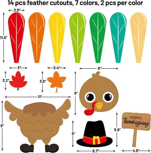 Turkey Bulletin Board Decoration Set Thanksgiving Turkey Cutouts Fall Classroom Decor School Supplies...