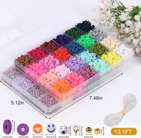 XSEINO 9000PCS Clay Beads Bracelet Making Kit,46Colors Flat Friendship Polymer Heishi Beads for Jewelry Making with Rich Jewelry Making Accessorie...