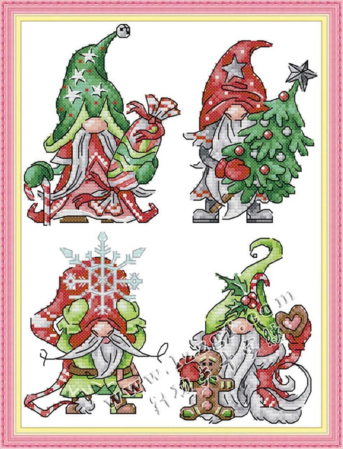 Maydiyer 11CT Stamped Cross Stitch Kits Pre-Printed Embroidery Kit,DIY Sewing Pattern Needlework Sets for Girls-Christmas Dwarf 11×15.3 inch...