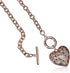 GUESS Rose Gold-Tone Pave Crystal Glass Stone Heart Pendant Toggle Necklace...