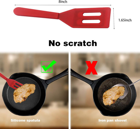 Mini Brownie Serving Spatula, Cookie Silicone Spatulas Flexible Nonstick Silicone Serve Turner Heat-Resistant for Flip Egg in Small Frying Pan Coo...