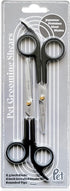 Pet Magasin Japanese Stainless Steel Grooming Scissors (2) for Facial hair and Larger for Body Trimming with Round Tip - Black...