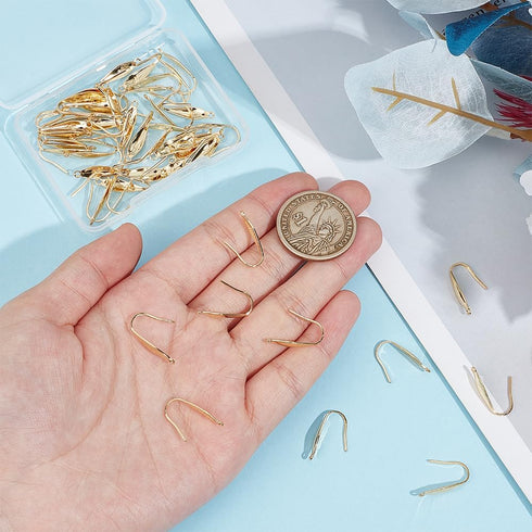 UNICRAFTALE about 50pcs Real 18K Gold Plated Earring Hooks Stainless Steel Earring Hooks with Loop Metal Ear Wires Wide French Earring Hooks for D...
