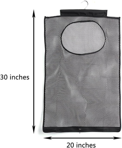 Breathable Mesh Laundry Hamper,Foldable Hanging Storage Basket,Portable Space Saving Storage Bag (Black)...