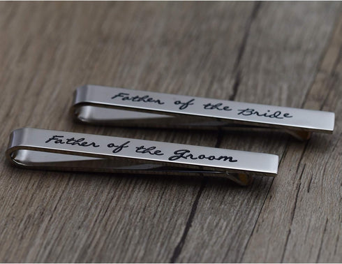 Father of The Groom Father of The Bride Gifts Tie Clip Wedding Tie Clip Set Stainless Steel Tie Bar Wedding Party Day Present for Man...