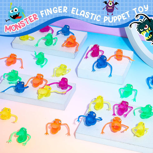 Junkin 40 Pcs Cute Finger Puppets Toys Finger Toys of Monster Pattern Soft Rubber Finger Puppet Mini Stretchy Fidget Toy Finger Doll Toys Prank Se...