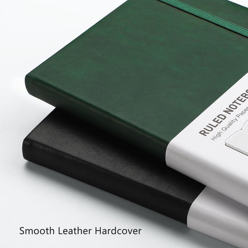 RETTACY Journaling Notebooks 2-Pack - A5 Notebooks College Ruled with 192 Numbered Pages per Pack, for Work, School, 100 GSM Acid-Free Paper, Leat...