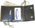 4 1/4 inch Leather Trifold Biker Wallet with Chain - Black...