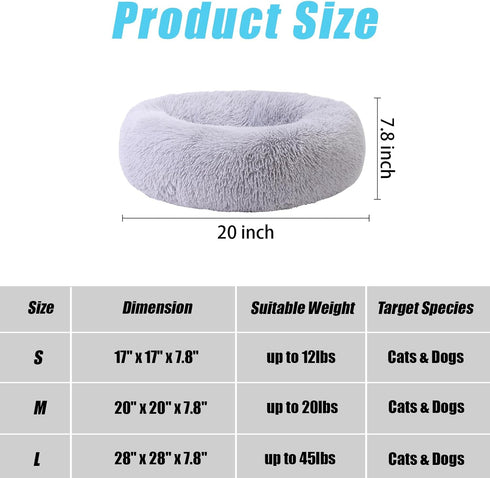 Calming Dog Bed, Pet Beds for Small Dogs, Cat Beds for Indoor Cats, Fluffy Faux Fur Plush Small Dog Bed, Washable Puppy Bed with Anti-Slip Bottom,...