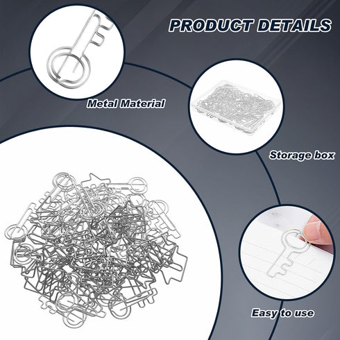 102 Pack Clips Office Supplies 50 Pcs House Shaped Paper Clips 50 Pcs Key Shaped Wire Paper Clip with 2 Pcs Clear Storage Box for Agent Office Hom...