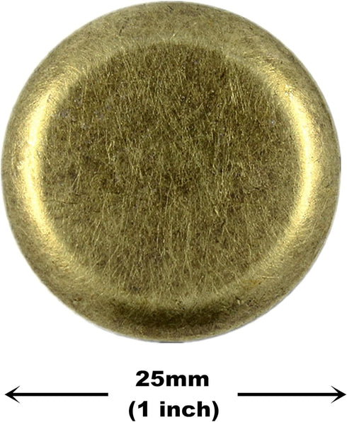 Bezelry 12 Pieces Beveled Edge Antique Brass Metal Shank Buttons. (25mm (1 inch))...