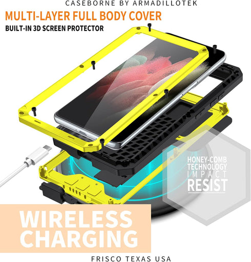 MIYI for Samsung Galaxy S21 Ultra Case, Aluminum Metal Gorilla Glass Waterproof Shockproof Military Heavy Duty Sturdy Protector Cover Hard Case fo...