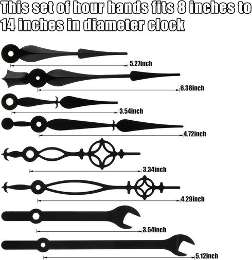 Mudder 14 Styles Black Clock Hands Only Clock Movements Clock Mechanisms, Non Ticking Hands, Clock Hands Replacement Kit Made of Aluminum, DIY Clo...