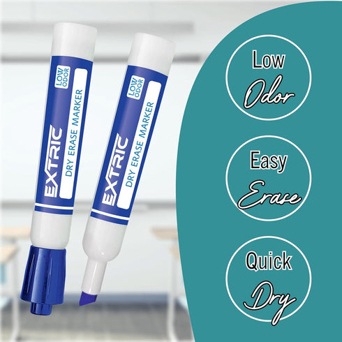 Dry Erase Markers, 12 Count Chisel Tip White board Markers, Blue Dry Erase Marker...