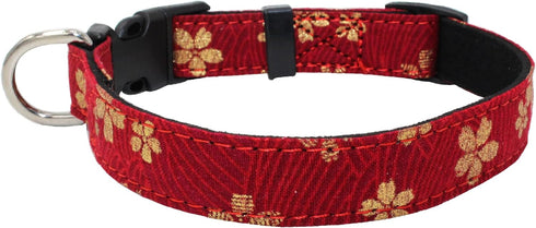 Cute Flower Dog Collars, Cotton Designer Dogs Collar for Girl Female Cats Puppy Small Medium Large Dogs (L, Flower Red)...