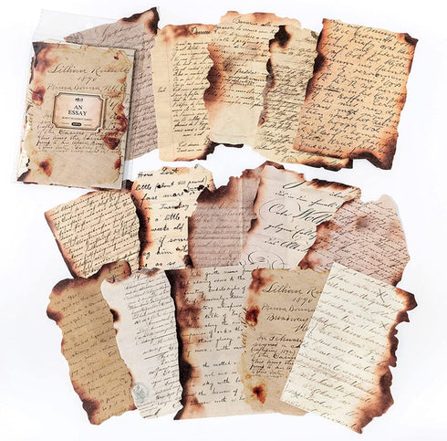 Vintage Scrapbooking Material Paper Old Letter Article Diary Paper Burnt Fragments Series DIY Supplies for Arts Crafts Handmade Gift Planner Scrap...