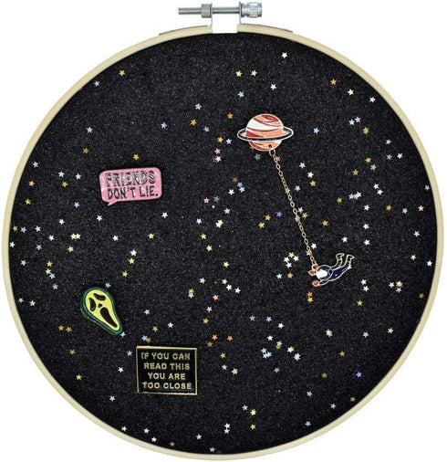 Wall Hanging Brooch Jewelry Storage Display Stand Enamel Pin Display Holder Earrings Necklace Glitter Pin Display Board with stars, Pin Collection...