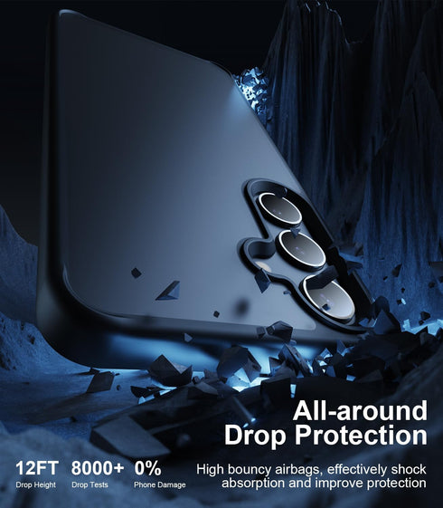 Shockproof Designed for Samsung Galaxy S24 Case, 12FT Military Grade Drop Protection, Slim Semi-Clear Matte Hard Back & Soft Edge Galaxy S24 Case ...