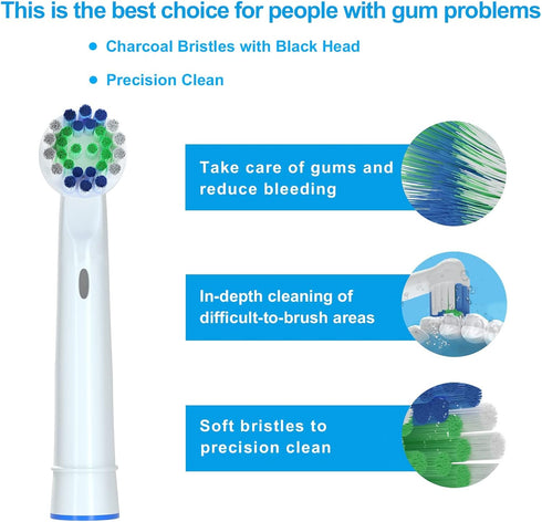 Electric Toothbrush Replacement Heads Compatible with Oral-B Soft Bristles Replacements Brush Heads 16 Pack...
