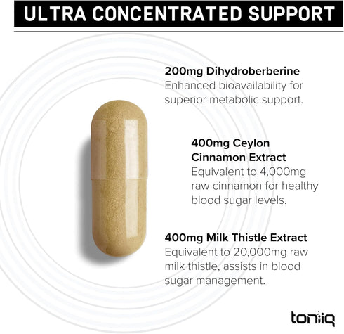 Ultra Concentrated Dihydroberberine Supplement - 24,000 mg per Serving with Ceylon Cinnamon & Milk Thistle Extract - 200mg GlucoVantage - 5X More ...
