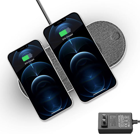 Wireless Charging pad,5 Coil Wireless Charging mat, Dual 10W Fast Charging,for iPhone/Airpods, for All Wireless Charging Phones(Including 36W Adap...