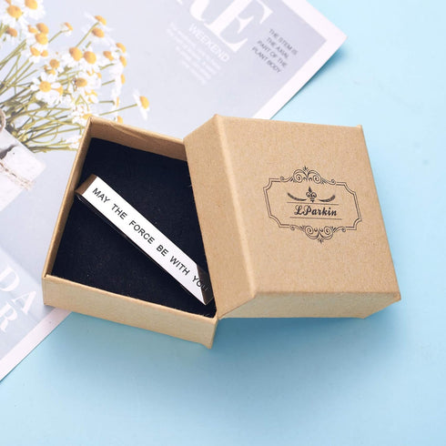 May The Force Be with You Tie Clip Star Wars Fan Gift Funny Gift Stainless Steel Polished Finish Tie Clips Men Women...