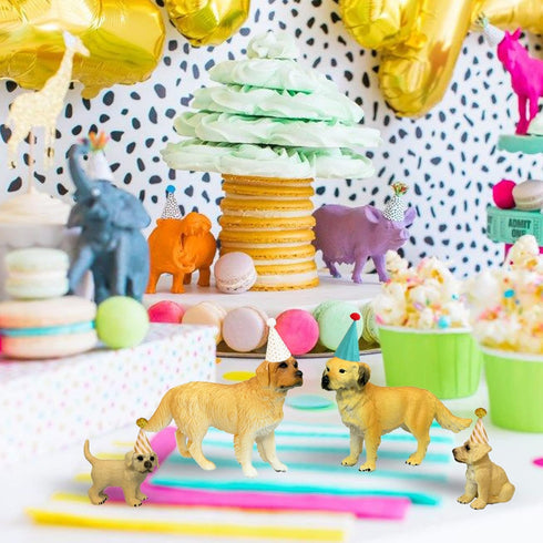 Gemini&Genius Dog Toys for Kids, Golden Retriever Family Playset, Detail and Realistic Puppy Action Figures, Pet Doggy Toys, 2-4 Inches Length - B...