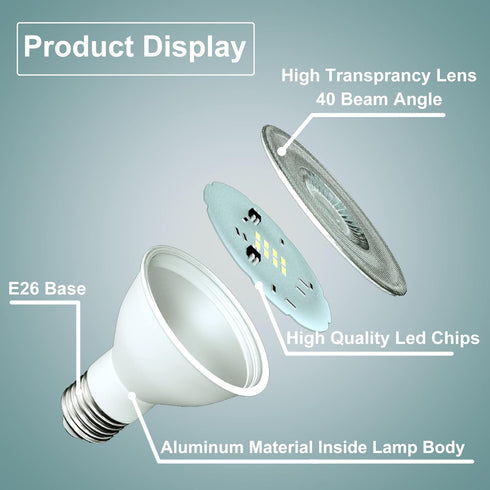 Par20 Led Bulbs 3000K Warm White Dimmable Flood 7W(50W Halogen Equivalent) E26 40 Degree Spot Light for Indoor Track Recessed Lighting 4-Pack...