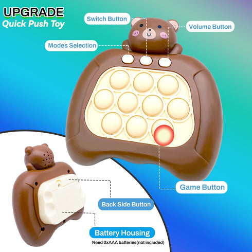 Handheld Fast Speed Pushing Game Pop The Target Interactive Educational Sensory Fidget Toy for Kids Adults Fun Gift for Children 3-12 (Bear)...