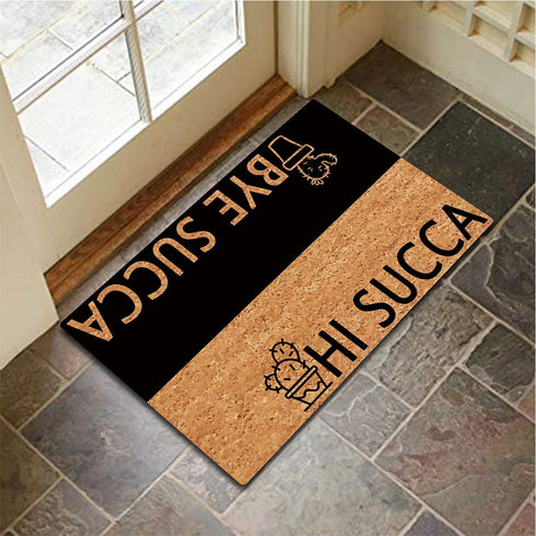 Welcome Mats Hi Succa Bye Succa Doormat Personalized Funny Door Rugs for Entrance Way Fabric Top with a Anti-Slip Rubber Back for Front Door Indoo...