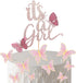 ALISSAR New Double Sided Rose Gold Butterfly Baby Shower Cake Topper Set, It's A Girl Cake Topper and 16 Pieces Pink Butterflies Cupcake Toppers f...